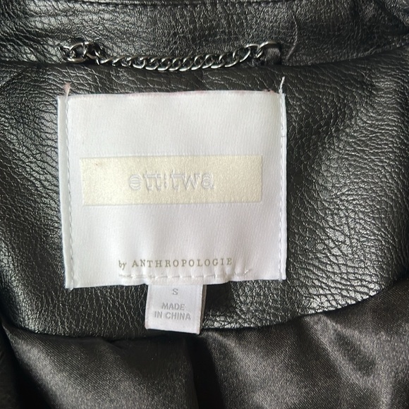 Anthropologie Black Faux Leather Moto Jacket with Sweater Knit Detail - Picture 2 of 3